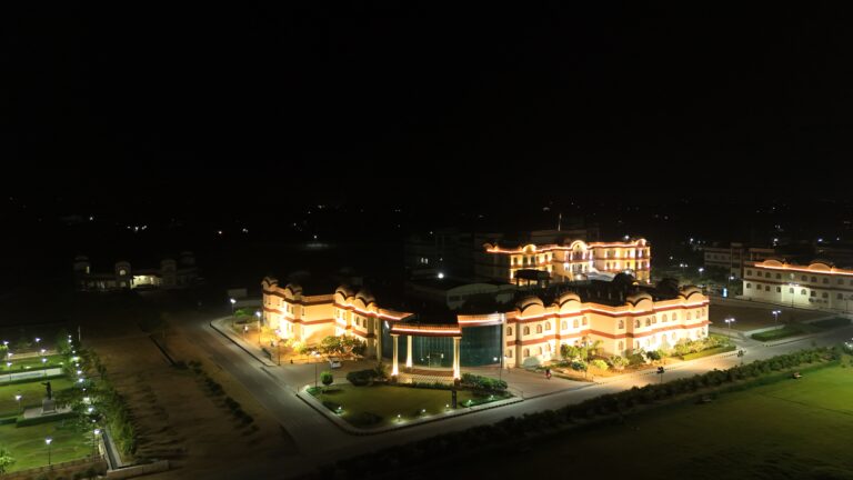 Pandit Deendayal Updhyaya Shekhawati University, Sikar Rajasthan - Front Facade electrical lightening of multiple buildings of the campus.