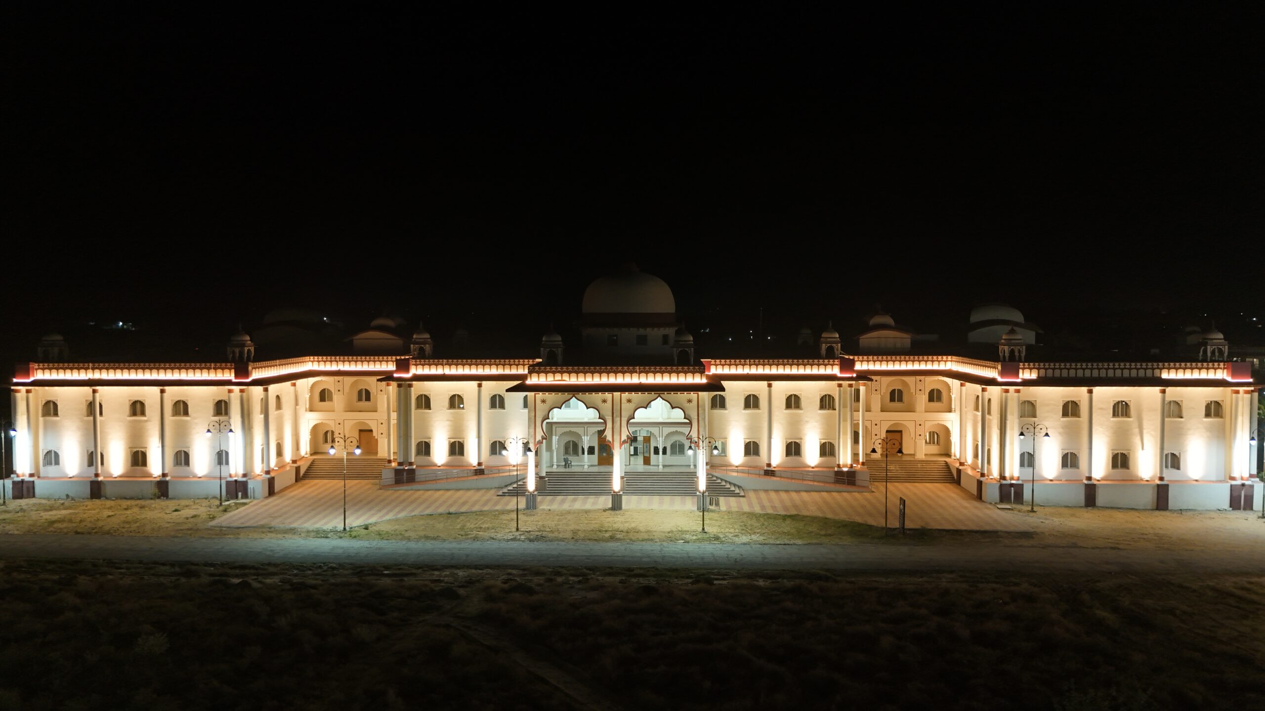 Pandit Deendayal Updhyaya Shekhawati University, Sikar Rajasthan - Front Facade electrical lightening of multiple buildings of the campus.
